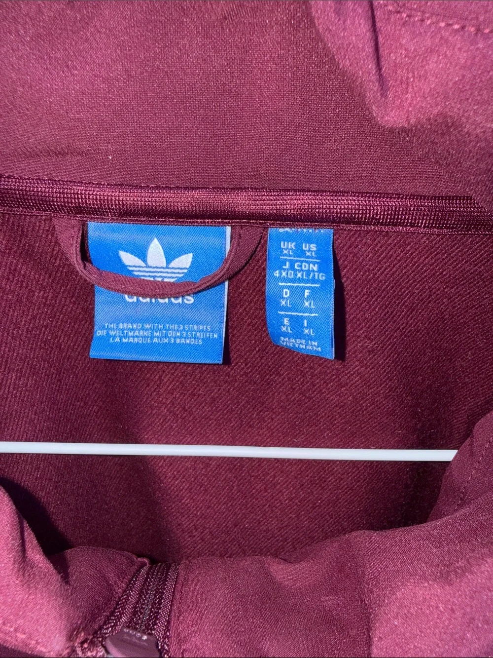 adidas Maroon Hooded Windbreaker with White Three-Stripes